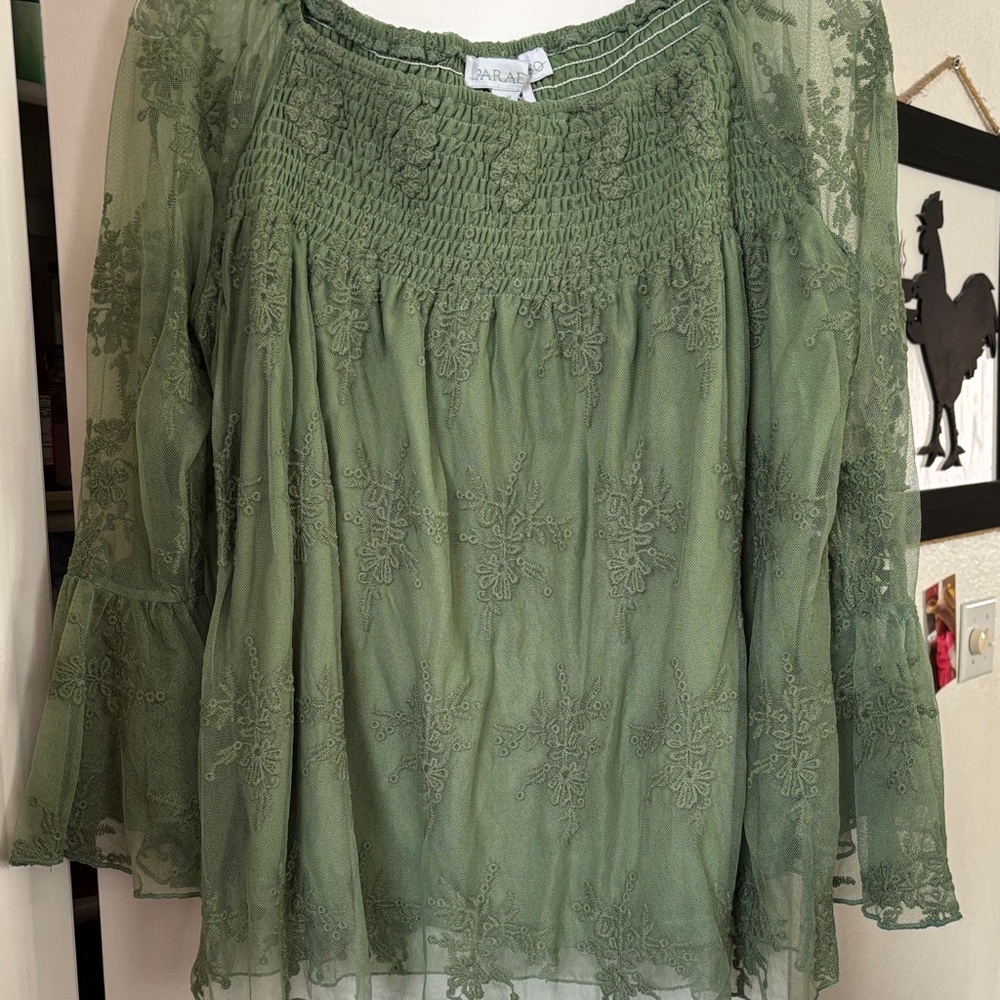 Green Embroidered Women's Blouse